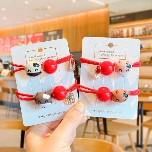 Children Cute Acrylic Cow Hair Ball Double Knot Elastic Hair Bands Girls Lovely Scrunchies Rubber Bands Kids Hair Accessories