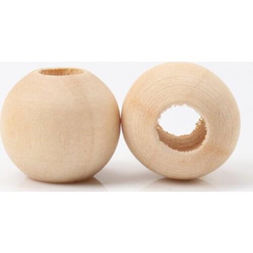 15mm 20pcs Natural Wooden Material Round Shape Spacer Beads Big Hole For Jewelry Making Handmake DIY Accessory