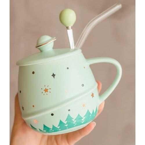 Planet Mug Couple Office Home Drinking Cup Girl With Lid Creative Ceramic Milk Breakfast Cup