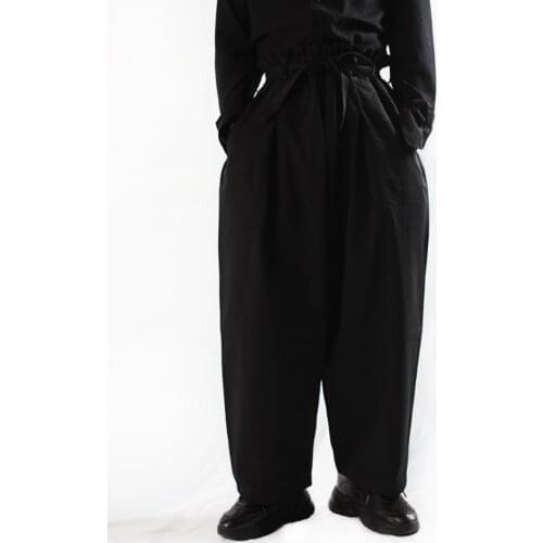 Mens clothing high street style large casual pants high waist belt wide leg pants pants drop feeling versatile pants