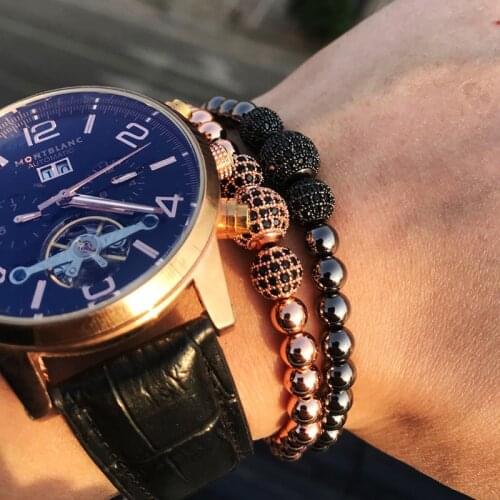 Copper beads bracelet mens accessoires beaded bracelets for women CZ Ball pulseras men beads accesorios hombre bracciali uomo