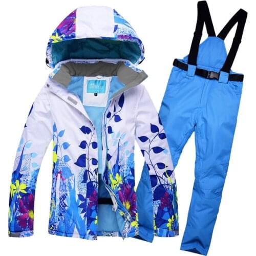 Man Women Ski Suits Winter Snowboarding Jacket+Pant Sets for Men -30° Warm Waterproof Windproof Snow Jackets and Bib Pants