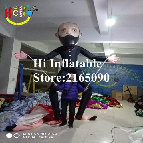 3.5 m high advertising inflatable walking character puppet mustache man cartoon