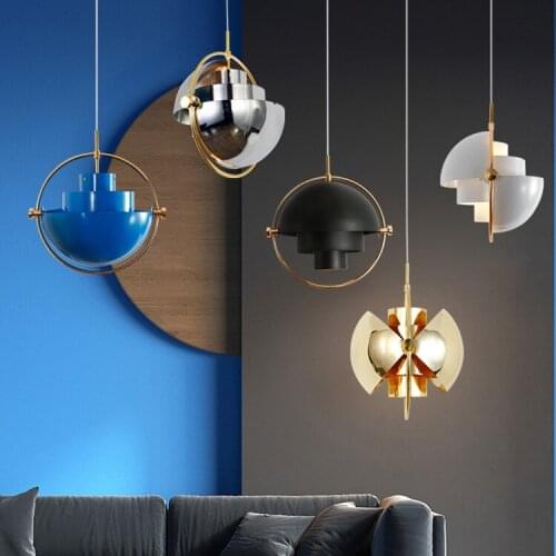 Nordic chandelier modern simple personalized bar LED single head iron bedroom study dining room flip Chandelier