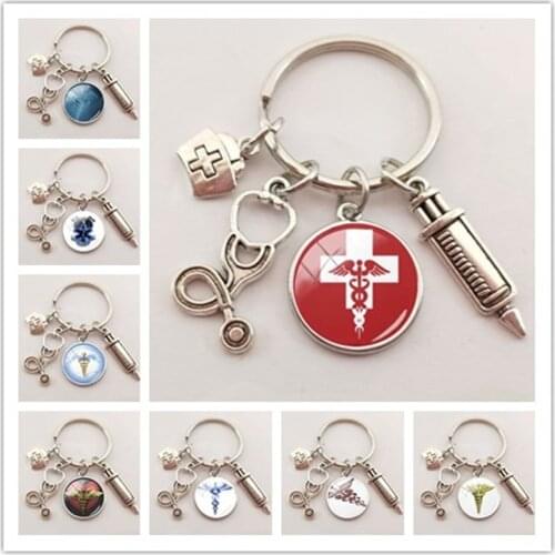 New medical staff with snake symbol finger keychain medical student keychain key pendant custom