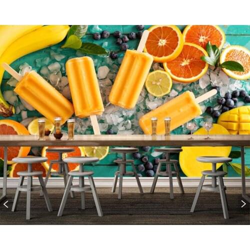 Papel de parede,Sweets Ice cream Orange fruit Food photo wallpaper,restaurant living room bar TV sofa wall kitchen 3d mural