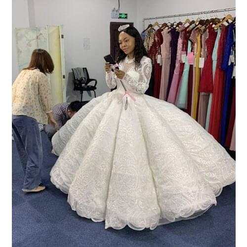 Charming Ball Gown Ruched Wedding Dress 2020 Vestido de Noiva Romantic Long Sleeve Wedding Bridal Gowns Robe De Mariee