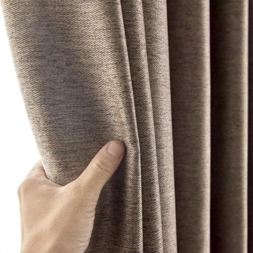 Northern European-Style Island Solid Color Environmental Protection Cotton Linen Shade for Living Room Bedroom Curtains Custom