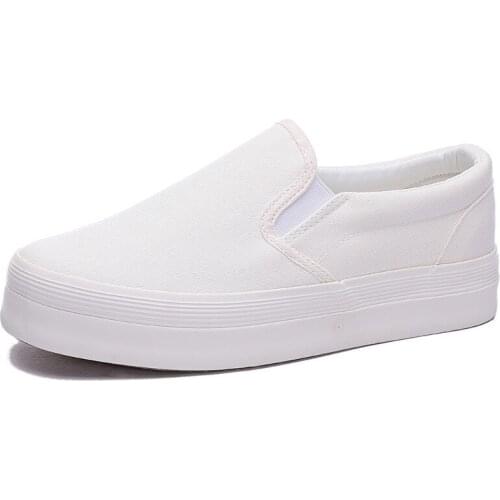 Spring and autumn new couple shoes platform canvas shoes womens casual increased breathable one-step thick-soled white shoes