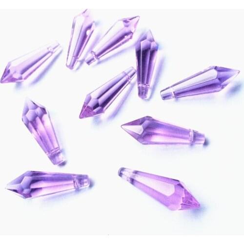 20pcs/lot 36mm Purple Icicle Drop Chandelier prism parts Crystal AAA Glass Hanging Pendant For Lamp Decoration+Free rings