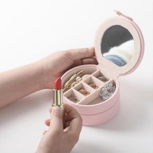 Portable Jewelry Box Zipper Leather Storage Organizer Jewelry Holder Packaging Display Travel Jewelry Case Gift Boxes for Women