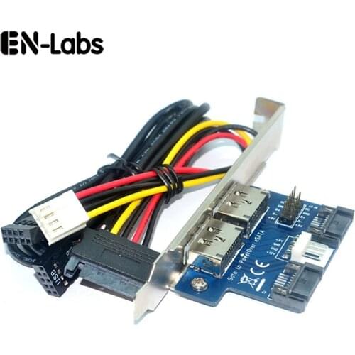 En-Labs 2 Ports SATA to Power eSATA eSATAp 9Pin to USB 2.0 Converter Power by SATA 15pin w/full Profile Bracket Expansion Card