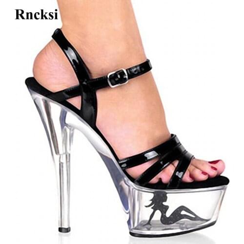 Rncksi 6 inch Plus Size Beautiful Pattern Crystal Shoes 15cm High Heel Platforms Sexy Pole Dance Shoe Gorgeous High Heels Shoes