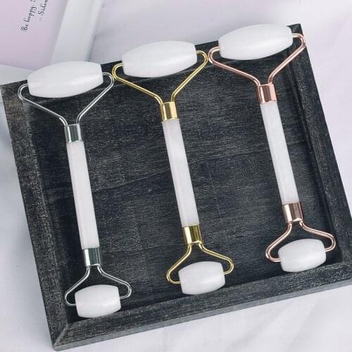 Micro Needle Face Roller Massage Natural White Jade Boby Massager Anti Cellulite Slimming Beauty Skin Health Care Tool Wholesale