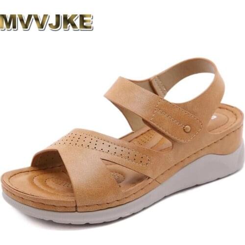 SNURULANWomens Sandals Summer New Beach Casual Shoes For Women light Large size Ladies Wedges Flat Shoes Comfort FemaleFootwear