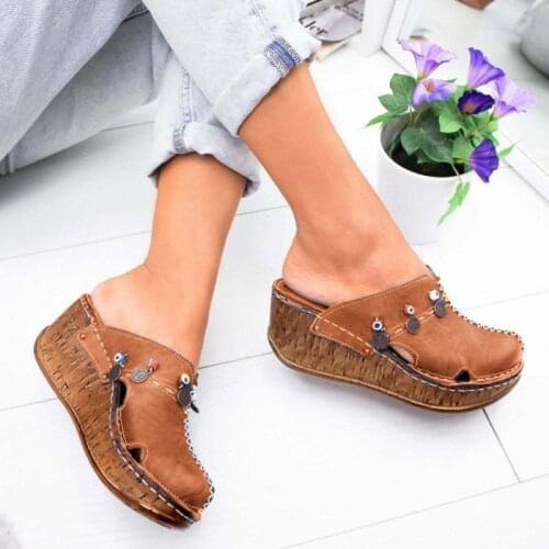 Women Sandals Summer Flock Fashion Platform Wedge Shoes for Woman High Heel Sandals Summer Shoes Sewing Retro Sandalia Feminina