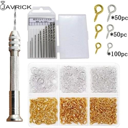 1 Set Pin Vise Precision Hand Drill Tools with Twist Drill Bits Screw Eye Pins for Resin Casting Mold Polymer Clay DIY
