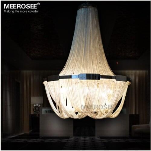 Modern Chandelier Light Fixture Empire Vintage Silver French Aluminum Hanging Lustre Chain Pendant Lamp Drop Light for Hotel
