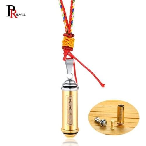 Vintage Buddhist Scriptures Necklace for Men Prayer Religious Jewelry