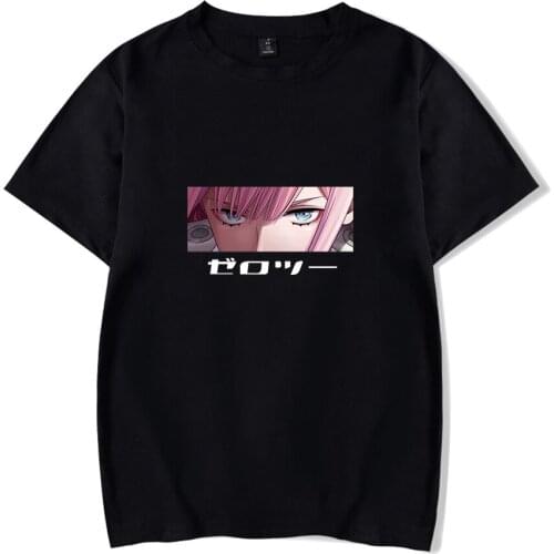 Darling in the FranXX Funny Fashion Printing T-shirt Short Sleeve Harajuku Hip Hop Unisex T-shirt Round Neck Summer Funny Tee