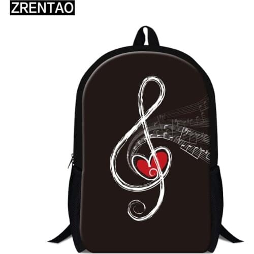 ZRENTAO 3D musical backpac children mochilas double zipper school backpack high quality polyester daily bookbags travel rucksack