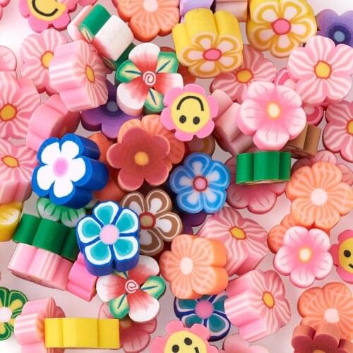 1 box Handmade Polymer Clay Cabochons Flower Heart Mixed Color for Jewelry Making DIY Bracelet Necklace Craft Accessories