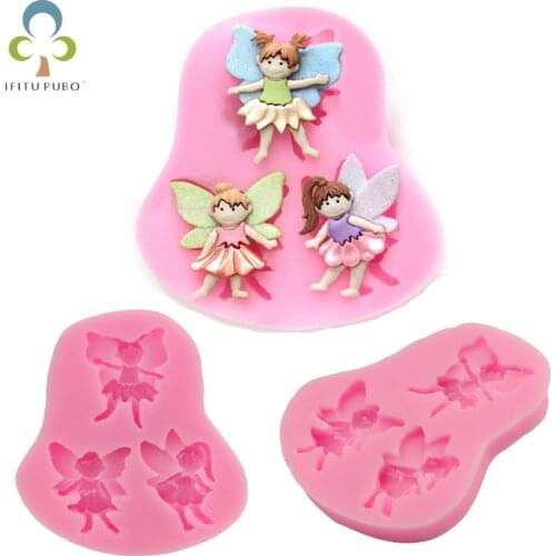 1PC Fairy Figure Elf Angel Chocolate Mold Silicone Soap Fondant Cake Decorating Tools Happy Birthday Decoration Fondant Tool ZXH