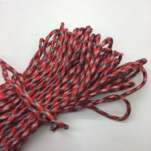10yds/Lot Mxi color Paracord Bracelets Rope 7 Strand Parachute Cord CAMPING HiKING #Red+white+black