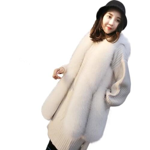2021 Autumn Winter Fashion Long Fox Fur Grass Cotton Coat Jacket New Vest Warm Jacket Female Sleeveless Vest Fox Fur Parkas Coat