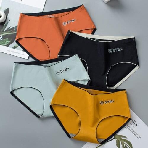 3/4/5pcs High Quality Womens Underwear Letter Cotton Women Briefs For Solid Middles Waist Womens Shorts Girls Panties Lingerie