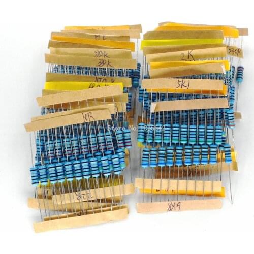 300pcs 1% 1W Metal Film Resistor Assorted Kit 30Values*10pcs=300pcs 10 Ohm ~1M Ohm 10R-1M