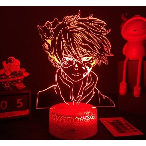 3D Anime Lamp My Hero Academia Shoto Todoroki Figure LED Nightlight for Kids Child Boys Bedroom Decor Acrylic Table Lamp Gift