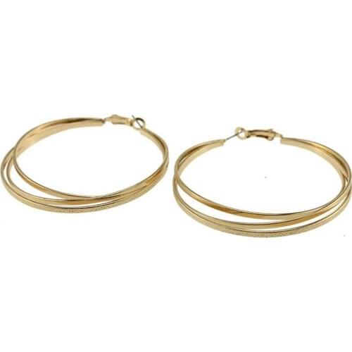 55mm layered big hoop earrings for women gold color alloy nickel free jewelry accessories party gifts fj731