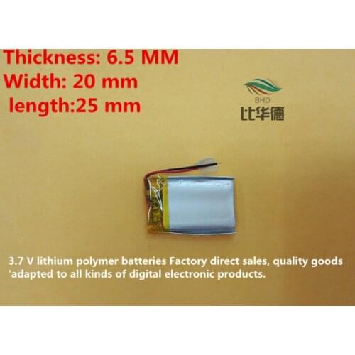 652025 260mah lithium-ion polymer battery quality goods quality of CE FCC ROHS certification authority