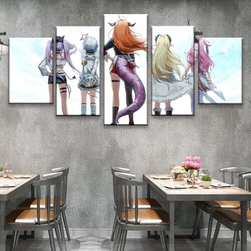 Anime Hololive Kiryu Coco ​5 Piece Poster Pictures Home Decoration Paintings Canvas HD Prints Wall Art Modular Living Room