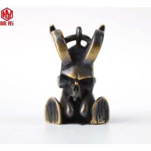 Pure Copper Little Devil Skull Knife Beads DIY Paracord Knife Beads Metal Hand Doll Keychain Pendant