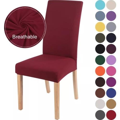 NEW Solid Color Chair Cover Spandex Stretch Elastic Slipcovers Dustproof Chair Covers For Hotel Dining Room Party Banquet 6pcs