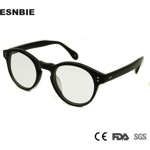 ESNBIE Designers Acetate Eye Glasses Round Eyeglasses Frames Men Myopia Glass Vintage Optical Glasses Frame For Women