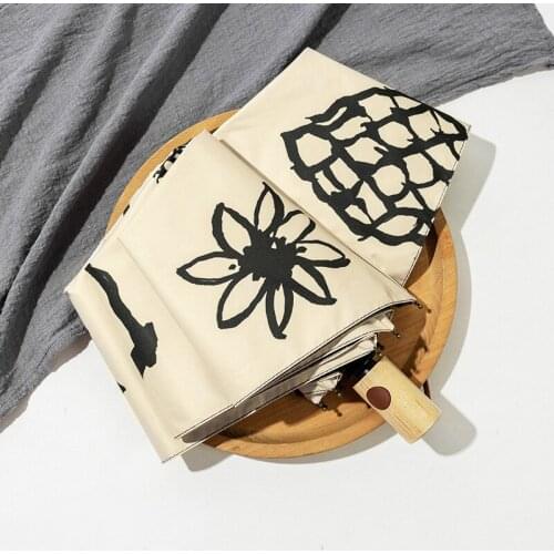Creative Wooden Handle Umbrella Sun Automatic Uv Protection Women Parasol Rain Umbrella Sunshine Regenschirm Umbrellas Y6S
