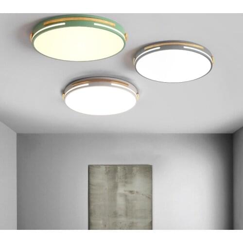 Round Ultra-thin LED Ceiling Lights for Living Room Bedroom Study Kitchen Minimalist 24/36W Wooden Iron Eye Protection Lighting