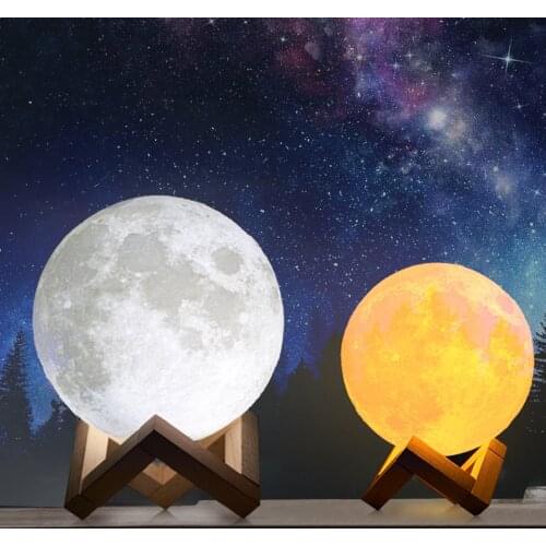 Moon Lamp Night Light 3D Print Moonlight LED Dimmable 16 Colors Rechargeable Bedside Table Desk Lamp Dropship 12/15/18cm
