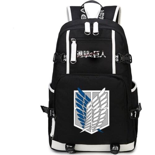 Anime Attack on Titan Backpack Teenager Boys Girls School Bags Multifunction USB Charging Bag Mem Travel Laptop Backpack Mochila