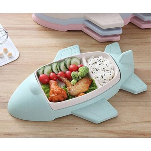 Cartoon Aircraft Shape Tableware Bamboo Fiber Plate Infant Tableware Toddle Childrens Dividers Plate Child Gift Kids Cutlery
