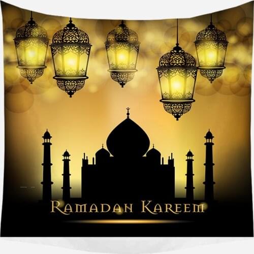 Muslim Party 2021 Eid Mubarak Ramadan Festival Tapestry Moon Lantern Palace Pattern Decoration for Living Room Bedroom Outfit