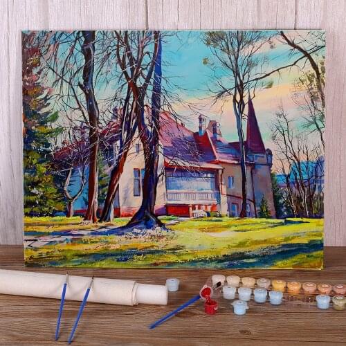 Landscape Old Villa Paint By Numbers Kit Acrylic Paints 40*50 Oil Painting Wall Decoration Crafts Adults Wall Art Handicraft