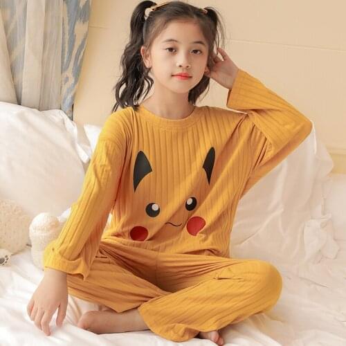 5 Style 2021 New Pure Cotton Spring Parent-Child Pajamas for Mother Girls Cute Cartoon Home Wear Kids Pyjamas Long Sleeve