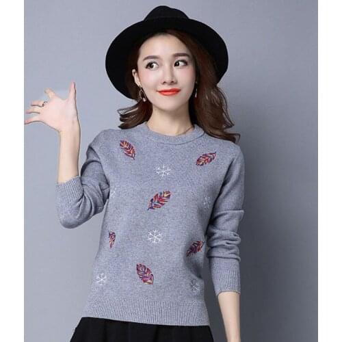 Autumn Spring Style Women Knitted Pullover Tops Lady Casual Long Sleeve O-Neck Sweater Pullover ZZ1109