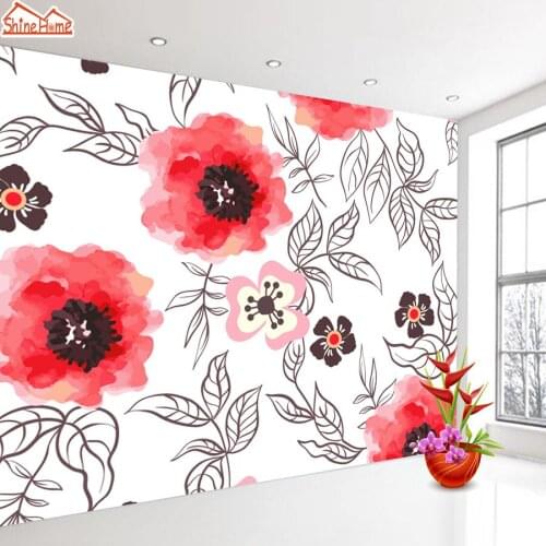 Custom Wallpaper Red Rose Sticker Contact Wall Papers Home Decor Waterproof for Living Room PVC Self Adhesive Vinyl Murals Roll