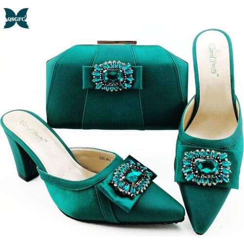Latest African Women Shoes And Bag Set For Party High Quality Italian design Ladies Shoes and Bag Set in Teal Color