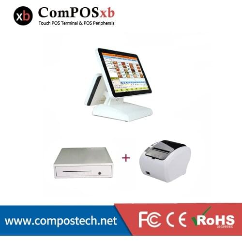 Restaurant POS System Dual POS Terminal Cash Register 15+12Inch Screen ComPOS xb POS1619D